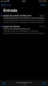 Iniciar sesión en hotmail/outlook iOS