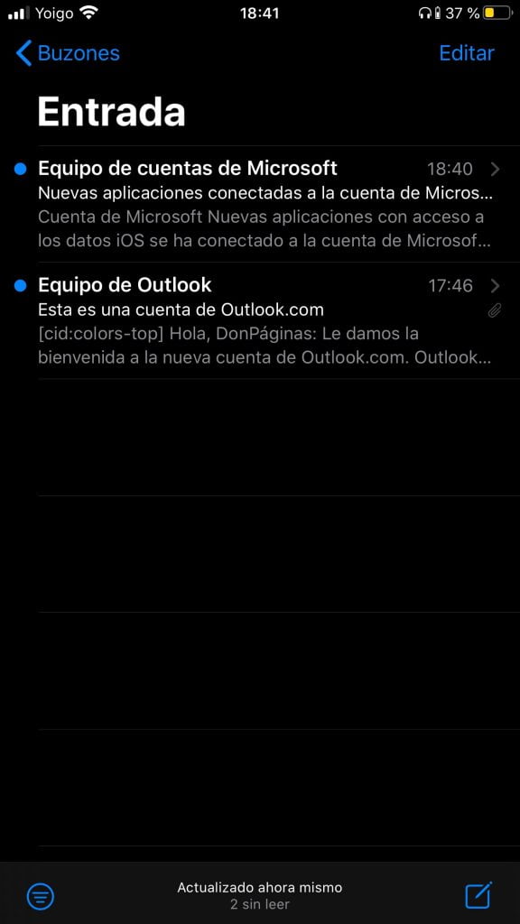 Iniciar sesiÃ³n en hotmail/outlook iOS