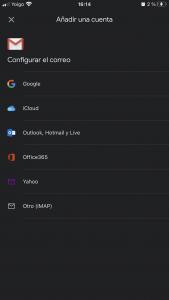 Añadir cuenta de Google Gmail