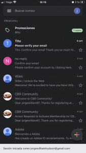 Bandeja de entrada Gmail en iOS