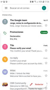 Bandeja de entrada gmail android